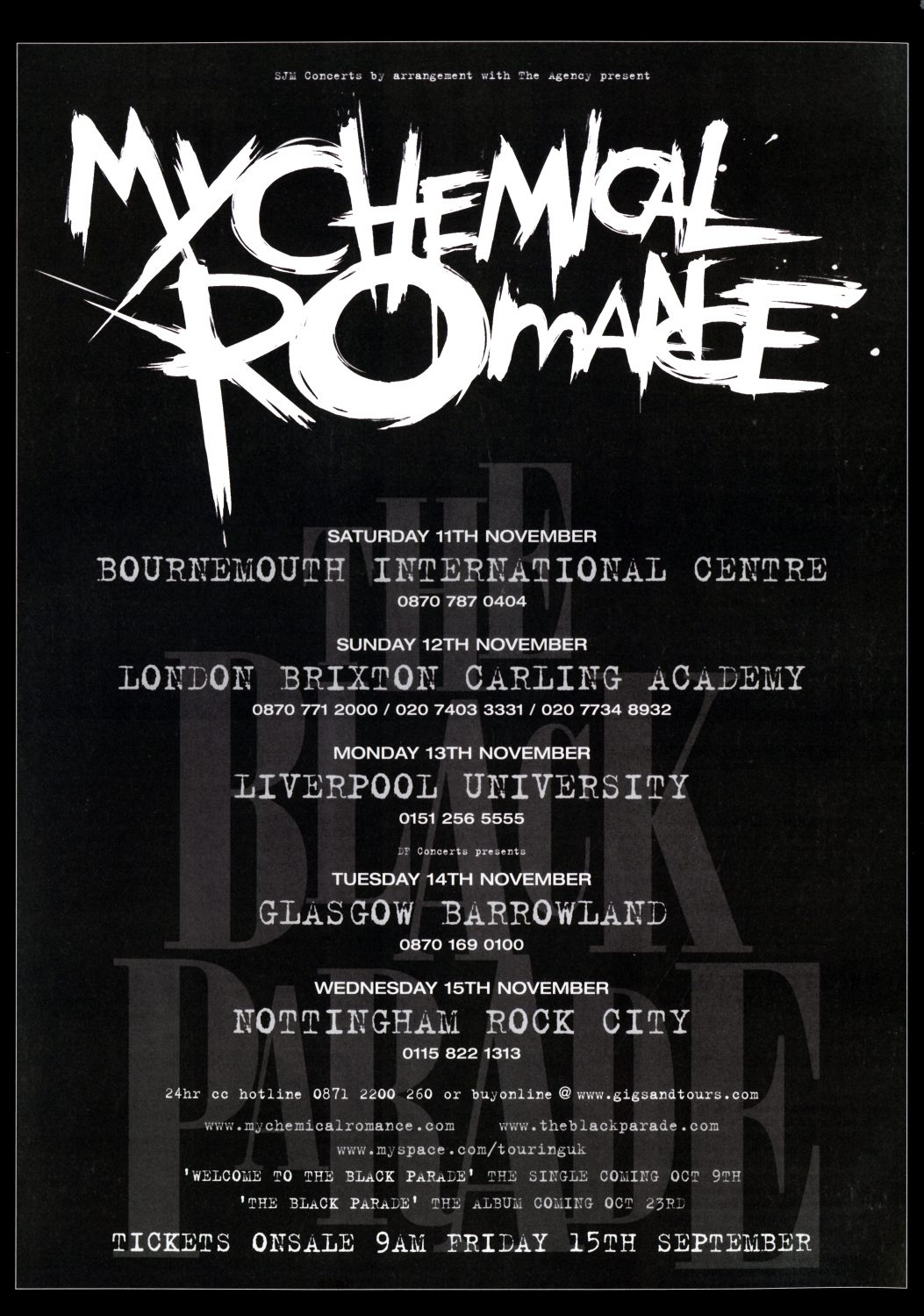 MY CHEMICAL ROMANCE The Black Parade 2006 UK Tour Poster