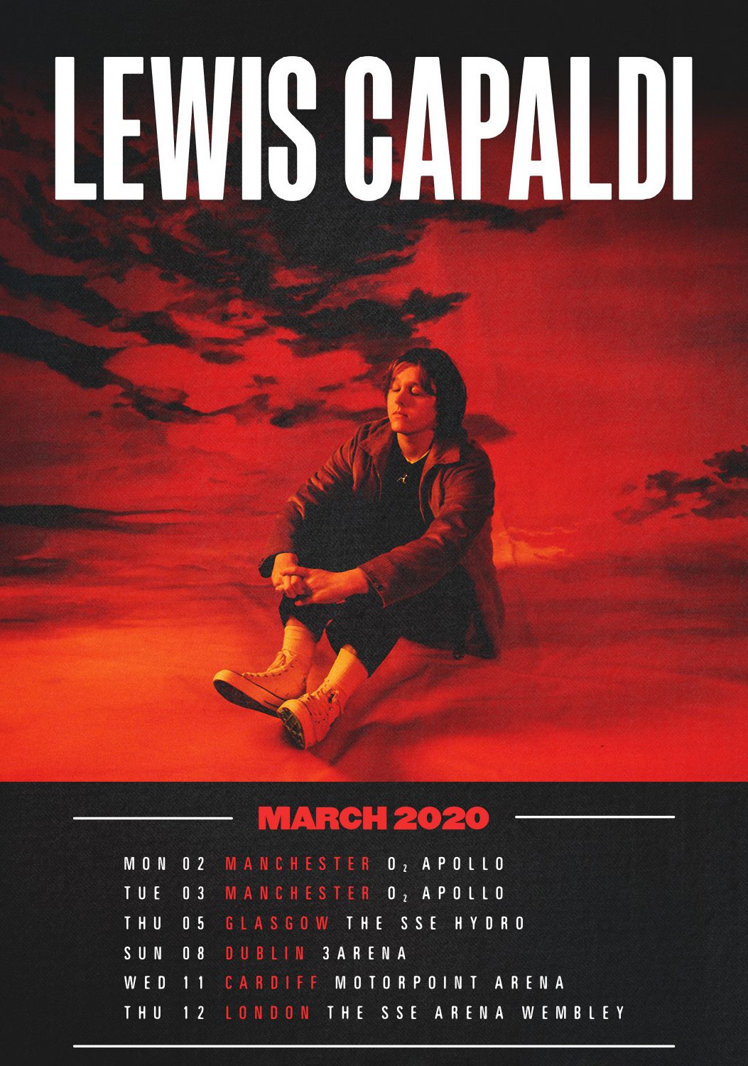 LEWIS CAPALDI Divinely Uninspired March 2020 UK Tour Poster