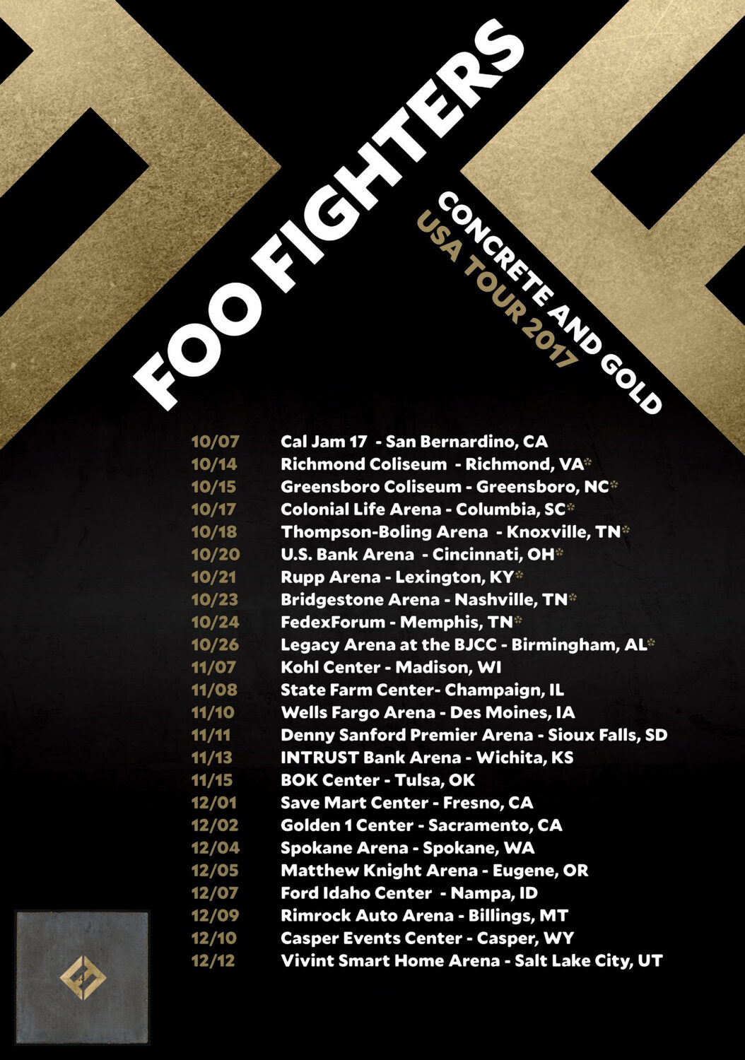 11 x 17 inch 2017 Concert promo for Concrete and Gold Tour Concert Promoter Foo Fighters Poster