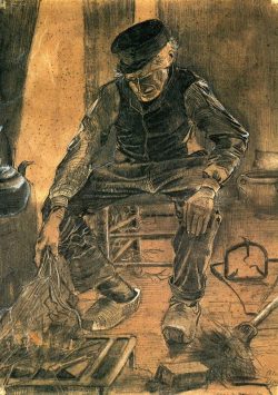 VINCENT VAN GOGH An Old Man Putting Dry Rice on the Hearth Poster Print