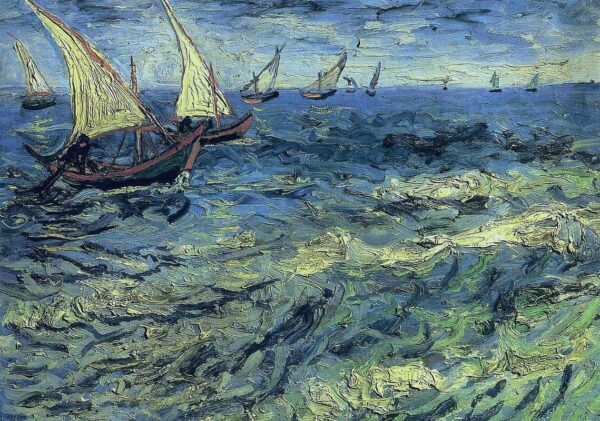 VINCENT VAN GOGH Fishing Boats at Sea Poster Print
