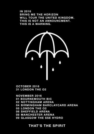 BRING ME THE HORIZON That?s The Spirit 2016 UK Arena Tour Poster