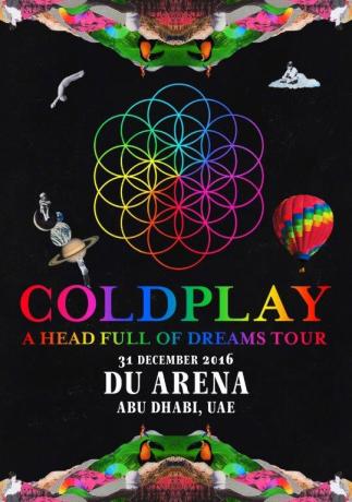 COLDPLAY Du Arena Abu Dhabi - 31st December 2016 Poster Print