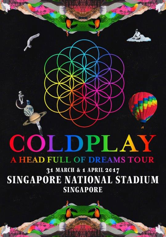 COLDPLAY Singapore National Stadium - 31 March/1AprIl 2017 Poster Print