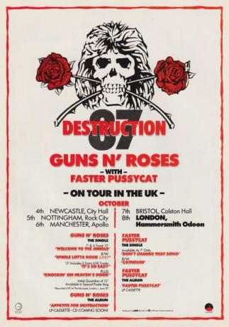 GUNS N ROSES Appetite For Destruction 1987 UK Tour Poster