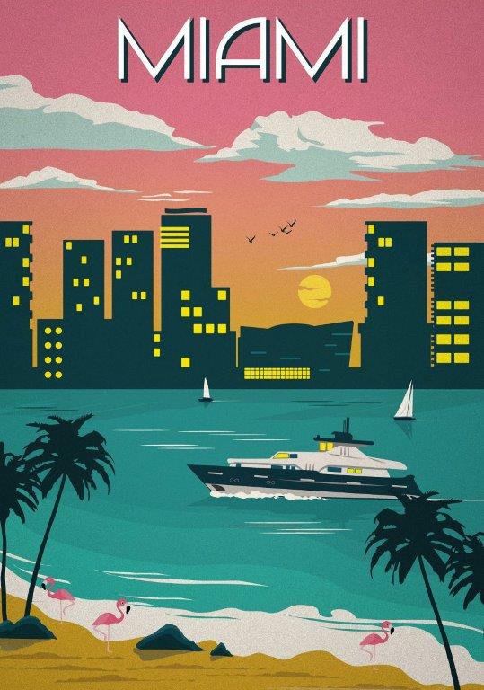 MIAMI Vintage Travel Poster Print