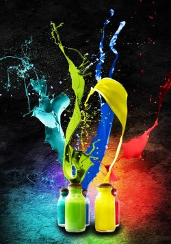 ABSTRACT ART Paint Splashes Coming Out Of Bottles Poster Print