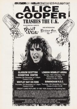 ALICE COOPER Trashes The U.K 1989 Tour Poster Print
