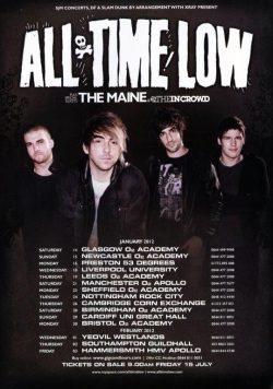 ALL TIME LOW Don?t Panic 2012 UK Tour Poster Print
