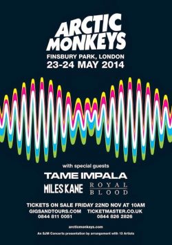 ARCTIC MONKEYS 23-24 May 2014 Finsbury Park Am Tour Poster