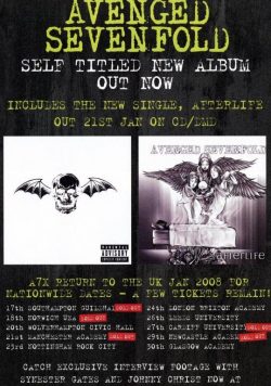 AVENGED SEVENFOLD Self Titled 2008 UK Tour Poster Print