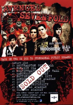 AVENGED SEVENFOLD s/t 2008 UK Tour Poster Print