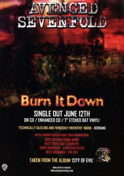 AVENGED SEVENFOLD Burn It Down Poster Print