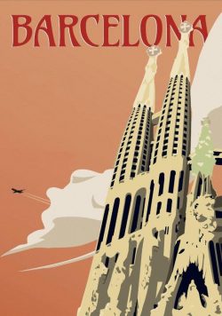 BARCELONA - Spain - Vintage Travel Poster Print