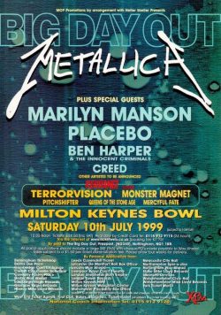 BIG DAY OUT FESTIVAL 1999 Metallica Marilyn Manson Poster