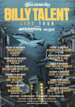 BILLY TALENT Dead Silence 2012 UK Tour Poster Print
