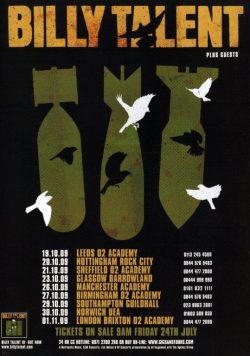 BILLY TALENT III 2009 UK Tour Poster