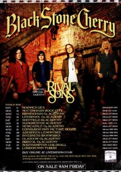 BLACK STONE CHERRY Between The Devil 2012 UK Tour Poster Print