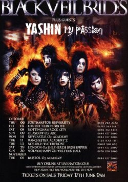 BLACK VEIL BRIDES Set The World On Fire 2011 UK Tour Poster Print
