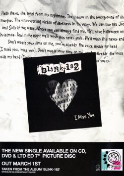 BLINK 182 I Miss You Poster Print