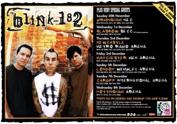 BLINK 182 s/t 2004 UK Arena Tour Poster Print
