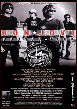 BON JOVI Bounce 2003 UK Tour Poster