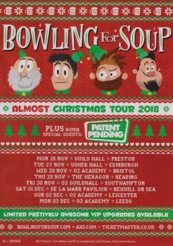 BOWLING FOR SOUP Almost Christmas 2018 UK Tour Poster