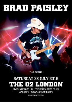 BRAD PAISLEY London o2 Arena - July 23rd 2016 Poster Print