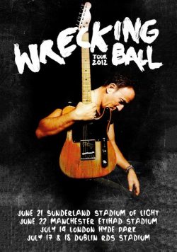 BRUCE SPRINGSTEEN Wrecking Ball 2012 UK Tour Poster