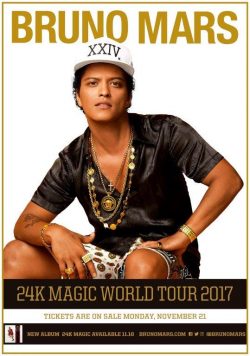 BRUNO MARS 24K Magic World Tour 2017 Poster Print