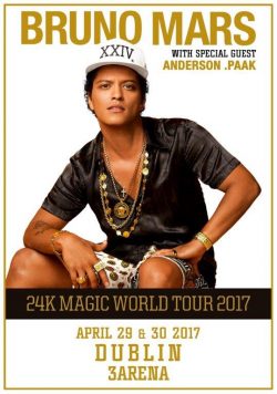 BRUNO MARS 24K Magic World Tour 2017: Dublin 3Arena Poster Print