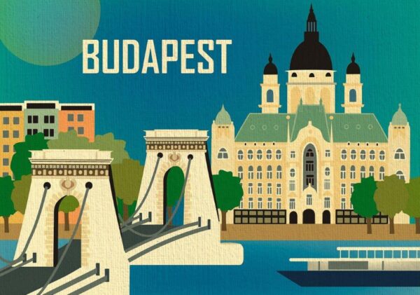 BUDAPEST - Hungary - Vintage Travel Poster