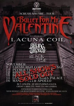 BULLET FOR MY VALENTINE Scream Aim Fire 2008 UK Tour Poster Print