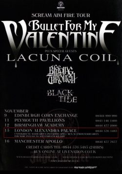 BULLET FOR MY VALENTINE Scream Aim Fire 2008 UK Tour Poster Print