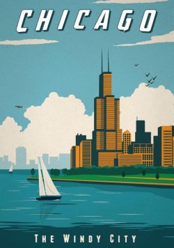 CHICAGO Illinois - Vintage Travel Poster Print