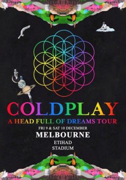 COLDPLAY Melbourne Etihad Stadium - December 10 2016 Poster Print