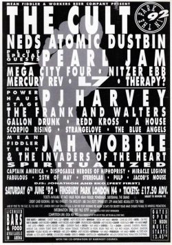 THE CULT London Finsbury Park 1992 Poster