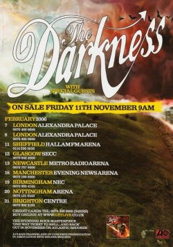 THE DARKNESS One Way Ticket To Hell? 2006 UK Tour Poster
