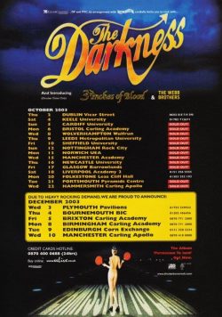 THE DARKNESS Permission To Land 2003 UK Tour Poster