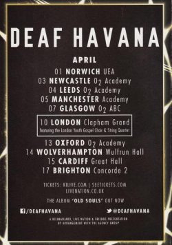 DEAF HAVANA Old Souls 2014 UK Tour Poster Print
