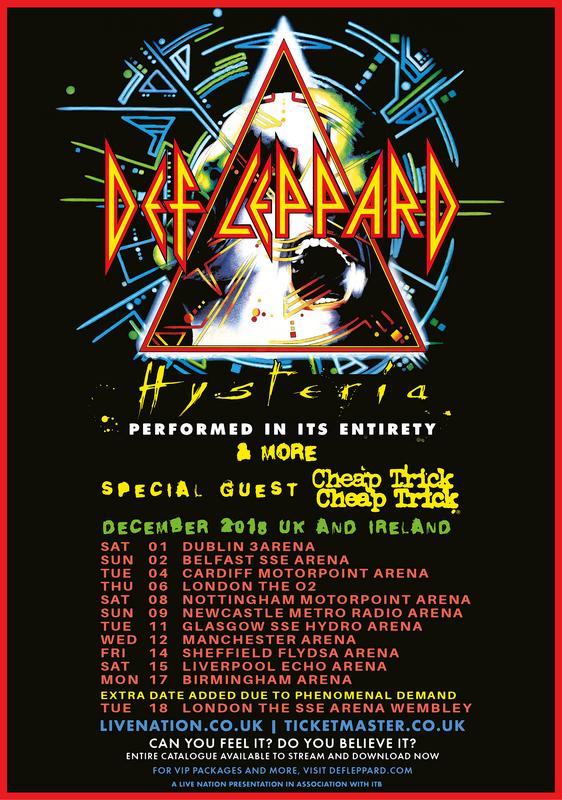 DEF LEPPARD Hysteria 2018 UK Arena Tour Poster