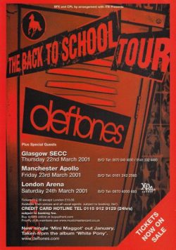 DEFTONES Back To School 2001 UK Tour Poster