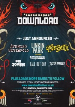 DOWNLOAD FESTIVAL 2014 Avenged Sevenfold Linkin Park Poster Print