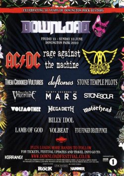 DOWNLOAD FESTIVAL 2010 AC/DC Rage Against The Machine Poster Print