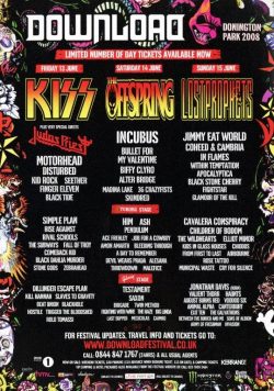 DOWNLOAD FESTIVAL 2008 KISS The Offspring Poster
