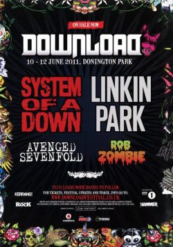 DOWNLOAD FESTIVAL 2011 System Of A Down Linkin Park Poster Print