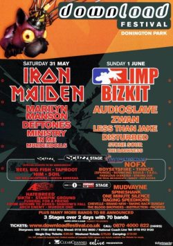 DOWNLOAD FESTIVAL 2003 Iron Maiden Limp Bizkit Poster Print