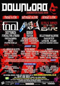 DOWNLOAD FESTIVAL 2006 Metallica Guns N Roses Poster