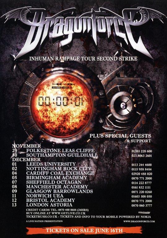 Dragon Inhuman Rampage DRAGONFORCE Inhuman Rampage 2006 UK Tour Poster Print