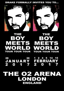 DRAKE Boy Meets World Jan/Feb 2017 Tour - London o2 Arena - Poster Print